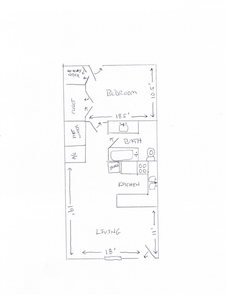 1 BR, 1 Bath Condo Floor Plan